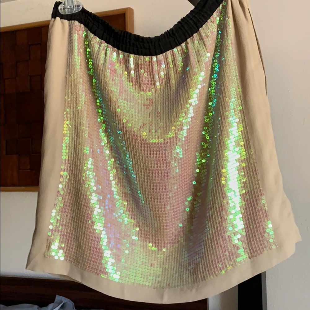 Tan Sequin Mini With Black Elastic Waistband. - image 2